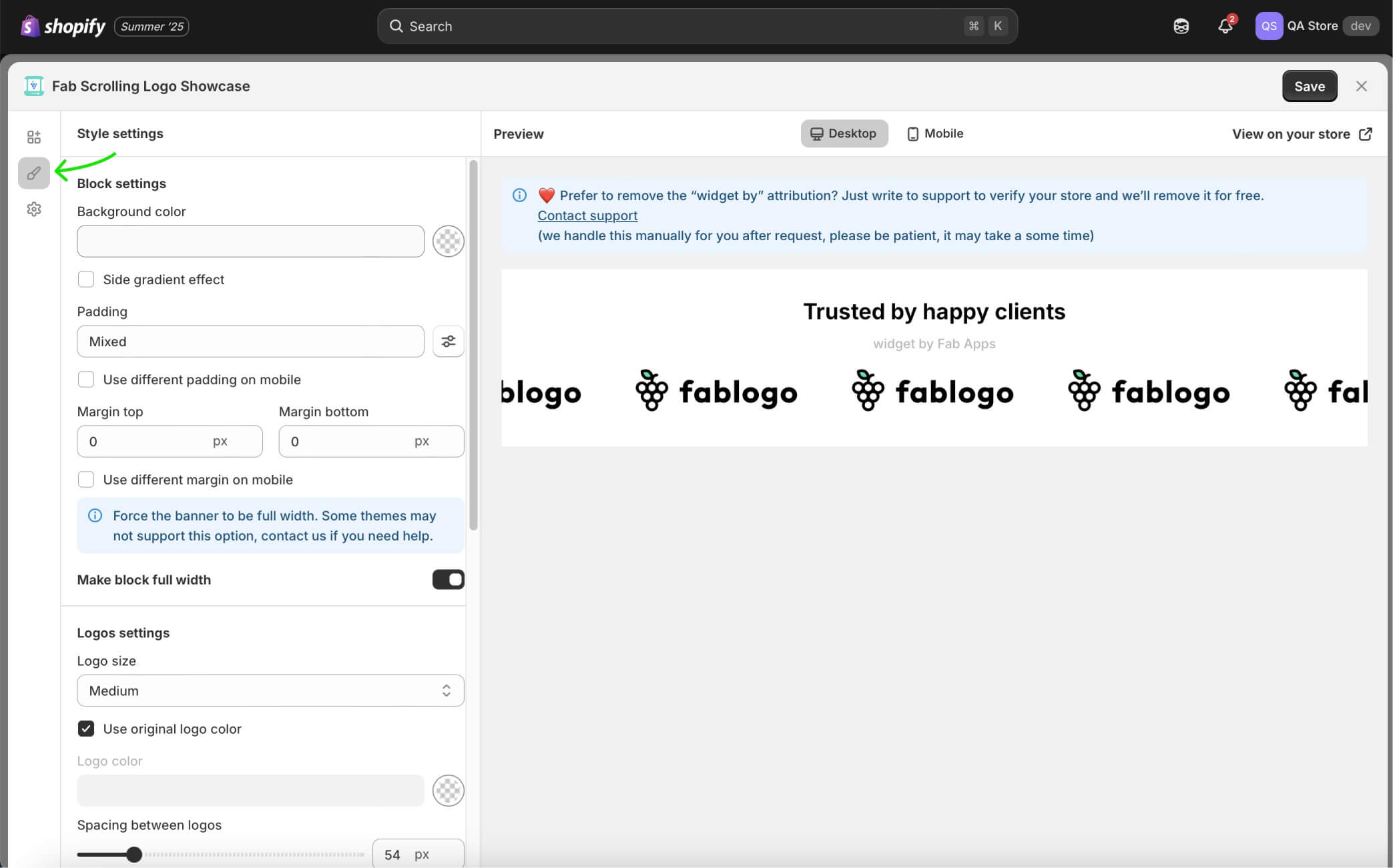 How to add a scrolling logos banner in Shopify? 2 min tutorial. - FabApps