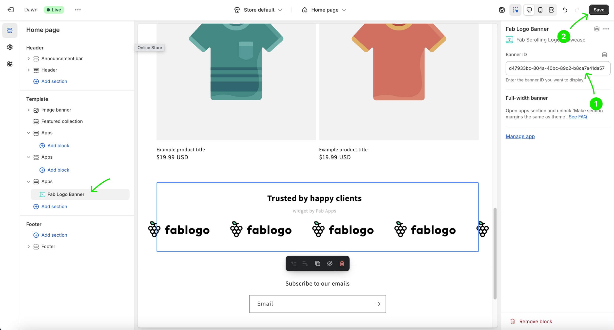 How to add a scrolling logos banner in Shopify? 2 min tutorial. - FabApps