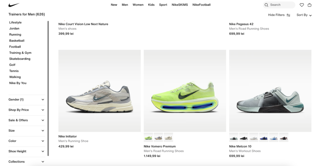 nike collectioon page infinite scroll