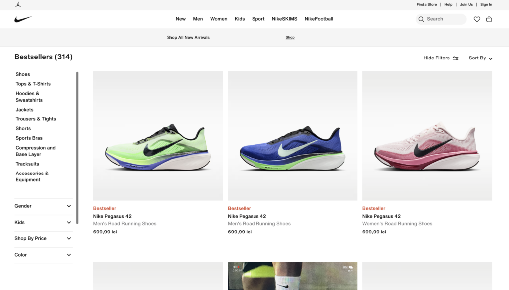 infinite scroll nike collection page