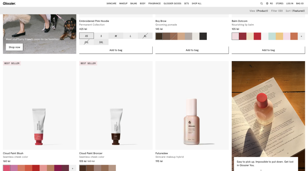 infinite scroll glossier