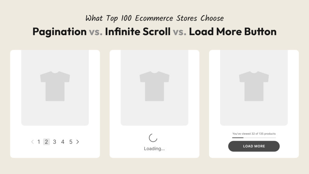 Top 100 stores Pagination vs. Infinite Scroll vs. Load More Button